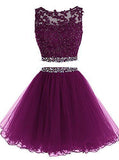 Homecoming Dresses Janae Elegant Two Piece Short Tulle Purple CD234