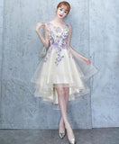 Light Kathryn Homecoming Dresses Lace Champagne Tulle Short Dress CD2559