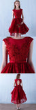 Burgundy High Thirza Homecoming Dresses Lace Low Short Evening Dress CD2741