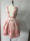 Giana Lace Homecoming Dresses Lovely Short Appliques Hand-Made Flower CD3347