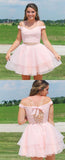 Off The Cheyenne Homecoming Dresses A Line Pink Two Pieces Shoulder With Beading CD4081