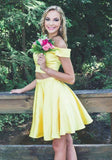 Off The Shoulder Yellow Two Piece Short Aleah Homecoming Dresses CD4141