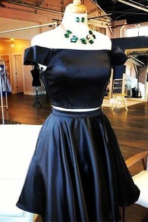 Short Black Homecoming Dresses Averie Homecomig Dress Two Piece Off The Shoulder CD4259