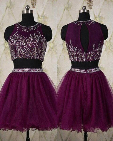 Two Piece Beading With Open Back Homecoming Dresses Stephanie CD4746