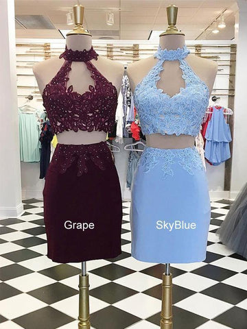 Sexy Halter Homecoming Dresses Emily Two Pieces Short CD66