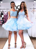 Beadings Off The Shoulder Appliques Organza Short Mira Two Pieces Homecoming Dresses Dresses CD8613