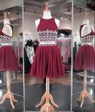 Two Piece Beadings Skirt Fashion Style Short Party Faith Chiffon Homecoming Dresses Gowns CD878