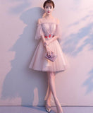 Cute Tulle Round Neck Short Alma Homecoming Dresses Dress Tulle CD8867