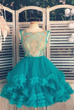 Green Tulle Short Dress Green Lace Sarah Homecoming Dresses CD9074