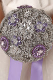 Round Shape Wedding Bouquet With Rhinestone Brooch (26*18cm)