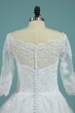 2024 Mid-Length Sleeves Baot Neck Wedding Dresses A Line With Applique