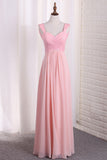 2024 Bridesmaid Dresses Straps Sequined Bodice A Line Chiffon Floor Length