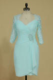 2024 Mid-Length Sleeves Mother Of The Bride Dresses With Applique And Ruffles Chiffon