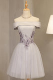 2024 Tulle Boat Neck Homecoming Dresses A Line Tulle With Applique