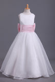 2024 Flower Girl Dresses A-Line Scoop Ankle Length Organza