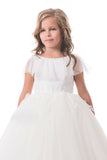 2024 Open Back Scoop Tulle With Applique Ball Gown Flower Girl Dresses