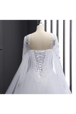 Sweetheart Wedding Dresses A Line With Beading Rhinestones Tulle Long Sleeves Chapel Train