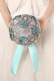 Round Shape Wedding Bouquet Acrylic Cristal Beads With Ribbon Handle (26*18cm)