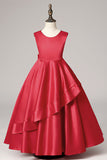 Burgundy Stain Sleeveless Ruffles Princess Gown Flower Girl Dresses