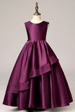 Burgundy Stain Sleeveless Ruffles Princess Gown Flower Girl Dresses