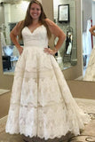 Plus Sizes Ivory Lace Open Back Long Modest Wedding Dresses Bridal Dresses