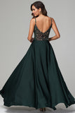 Detachable Train Dark Green Spaghetti Straps Sequins Homecoming Dress