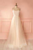 2024 Sweetheart Tulle & Satin Prom Dresses A Line Zipper Up Floor Length