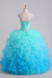 2024 Quinceanera Dresses Ball Gown Floor Length With Beads And Ruffles