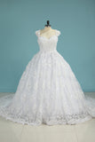 2024 Tulle Scalloped Neck A Line Wedding Dresses With Ruffles And Beads