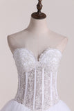 2024 Gorgeous Wedding Dresses A-Line Sweetheart See Through Floor-Length Tulle With Pearls Lace Up