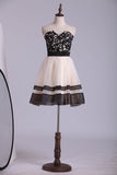 2024 New Arrival Dresses Sweetheart A Line/Princess Mini Bicolor Organza&Lace High Quality