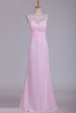 2024 New Arrival Chiffon & Lace Scoop Bridesmaid Dresses Floor Length