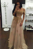 2024 GorgeousTulle Prom Dresses Off The Shoulder With Appliques And Beadings