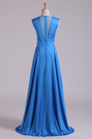 2024 New Arrival V-Neck Prom Dresses A-Line Chiffon Floor-Length