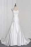 2024 Classic Spaghetti Straps Elastic Satin Bridal With Beading