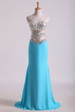 2024 Sweetheart Prom Dresses A Line Chiffon With Beading