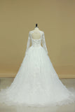 2024 V Neck Long Sleeves Wedding Dresses With Applique Organza Open Back