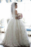 2024 Off The Shoulder Wedding Dresses A Line Tulle With Applique Floor Length