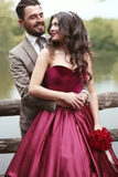 2024 A Line Sweetheart Velvet & Satin Prom Dresses Court Train