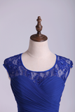 2024 Homecoming Dresses Dark Royal Blue A Line Short Square Neckline Open Back Lace & Chiffon