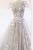 2024 Gorgeous Wedding Dresses Scoop Neck A-Line Tulle With Appliques Floor Length