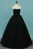 2024 New Arrival Tulle Prom Dresses Strapless A Line With Ruffles