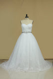 2024 Tulle Sweetheart With Ruffles And Beads A Line Wedding Dress