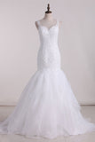 2024 Wedding Dresses Straps Mermaid/Trumpet With Applique Organza