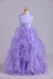 2024 Flower Girl Dresses Ball Gown Scoop Floor Length Organza