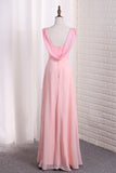 2024 Bridesmaid Dresses Straps Sequined Bodice A Line Chiffon Floor Length