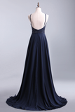 2024 Spaghetti Straps Prom Dresses Beaded Bodice A-Line Chiffon