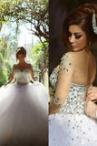 2024 Scoop Wedding Dresses A Line With Beading Floor-Length Tulle