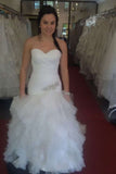 2024 Mermaid Wedding Dresses Sweetheart Tulle With Beading & Ruffles