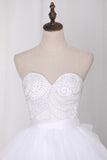 2024 Wedding Dresses Sweetheart Beaded Bodice Court Train Organza